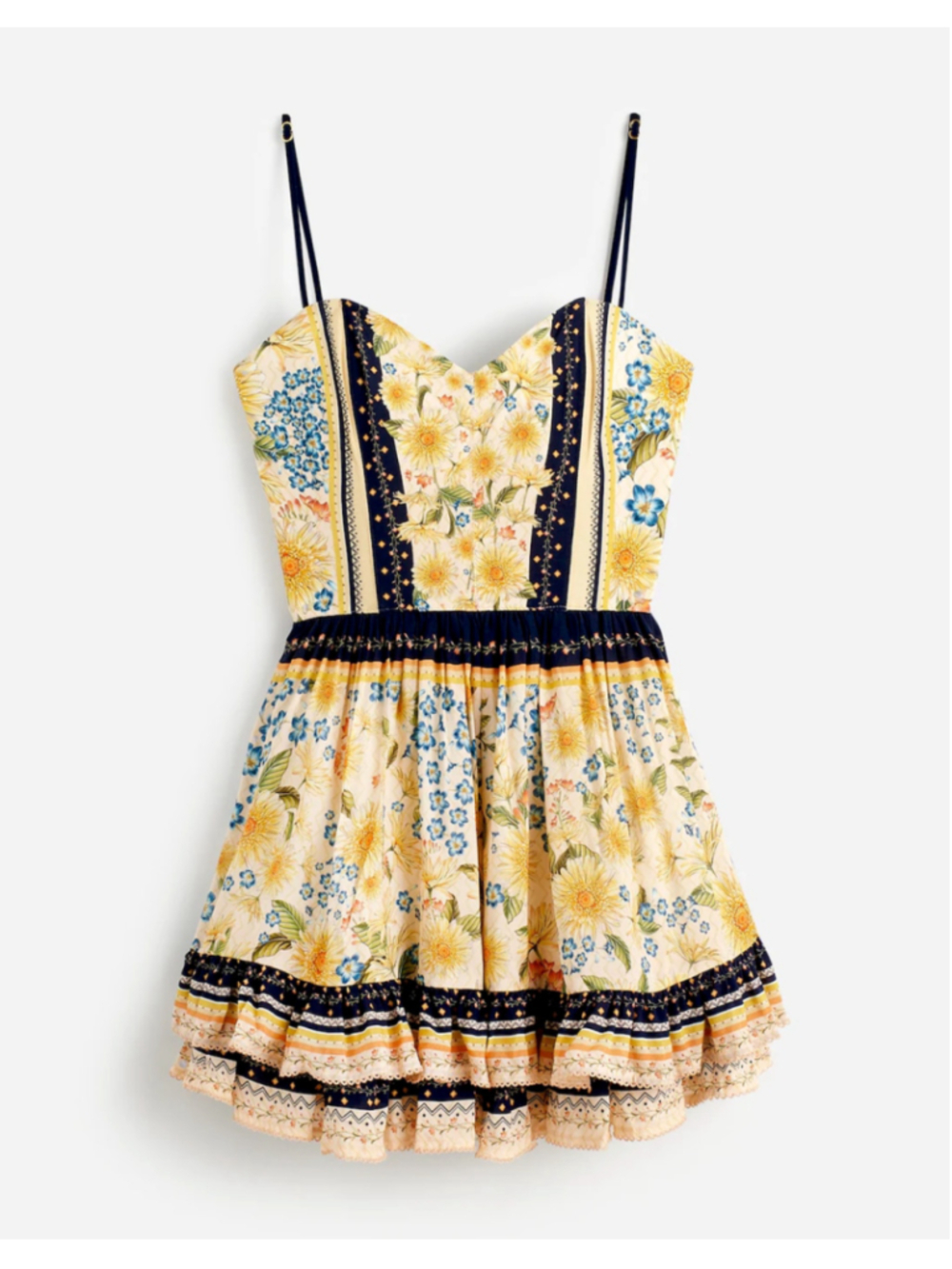 AGUA BENDITA Isadora REVOLVE DRESS Floral Mini Dress Yellow Blue WOMENS L